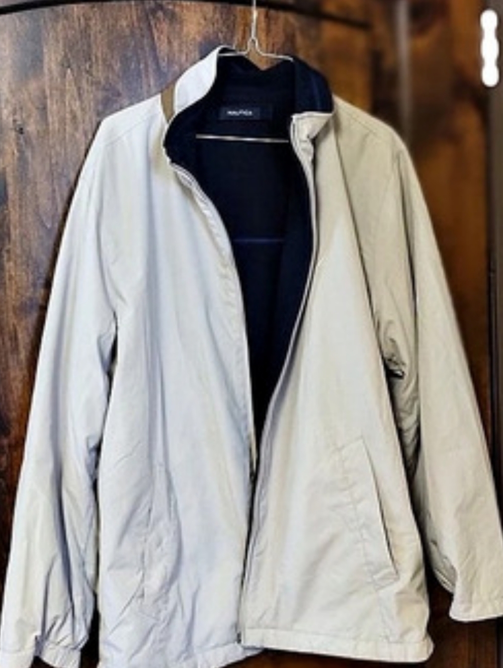Nautica Reversal Fleece Jacket Beige & Navy Size L